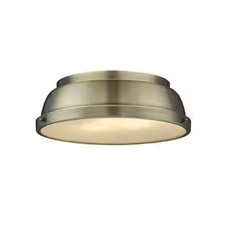 Golden Lighting Duncan AB 2-Light Aged Brass Flush Mount Light 3602-14 AB-AB - The Home Depot | The Home Depot