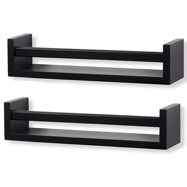 Hepsiba Set Of 2 Nursery Room Wood Floating Wall Shelves Wall Decor,Bookshelf,And Toy Organizer | Wayfair North America