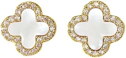 HighSpark Clover Earrings for Women | Hypoallergenic Studded Clover Stud Earrings | Lovely Gift -... | Amazon (US)