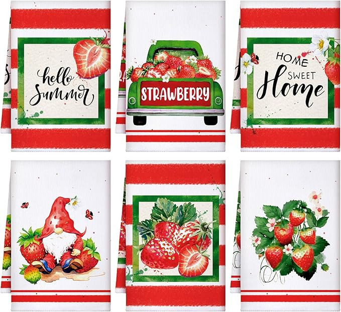 Sratte 6 Pcs Summer Kitchen Towels Dish Towels 24 x 16 Inch Farmhouse Summer Decorative Hand Bath... | Amazon (US)