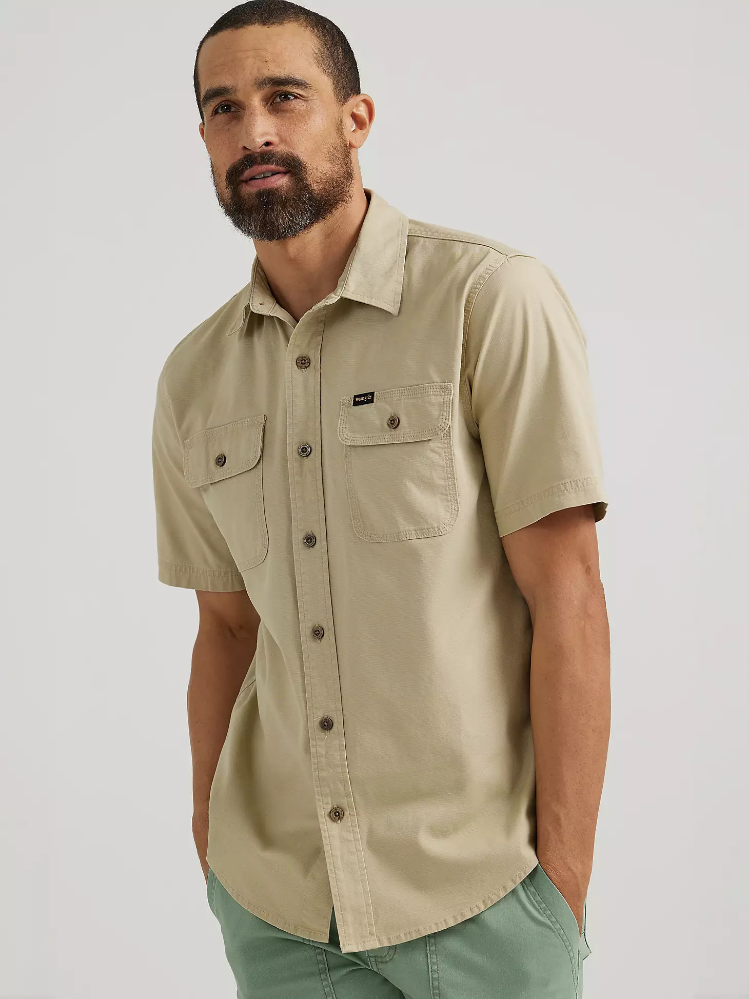 Men's Stretch Ripstop Button Down Shirt in Twill | Wrangler