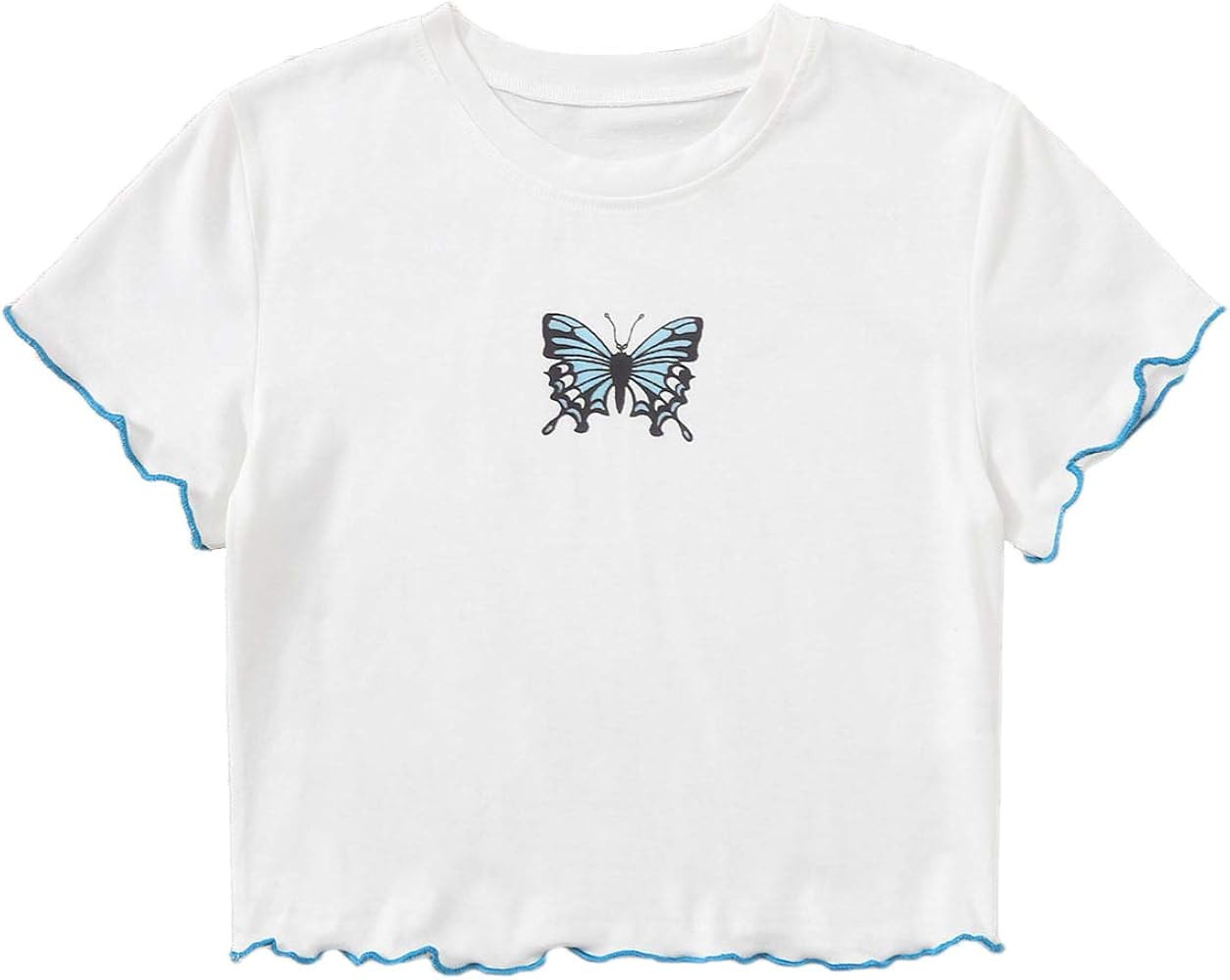 SweatyRocks Women's Basic Crop Top Short Sleeve Round Neck Tee T-Shirt | Amazon (US)