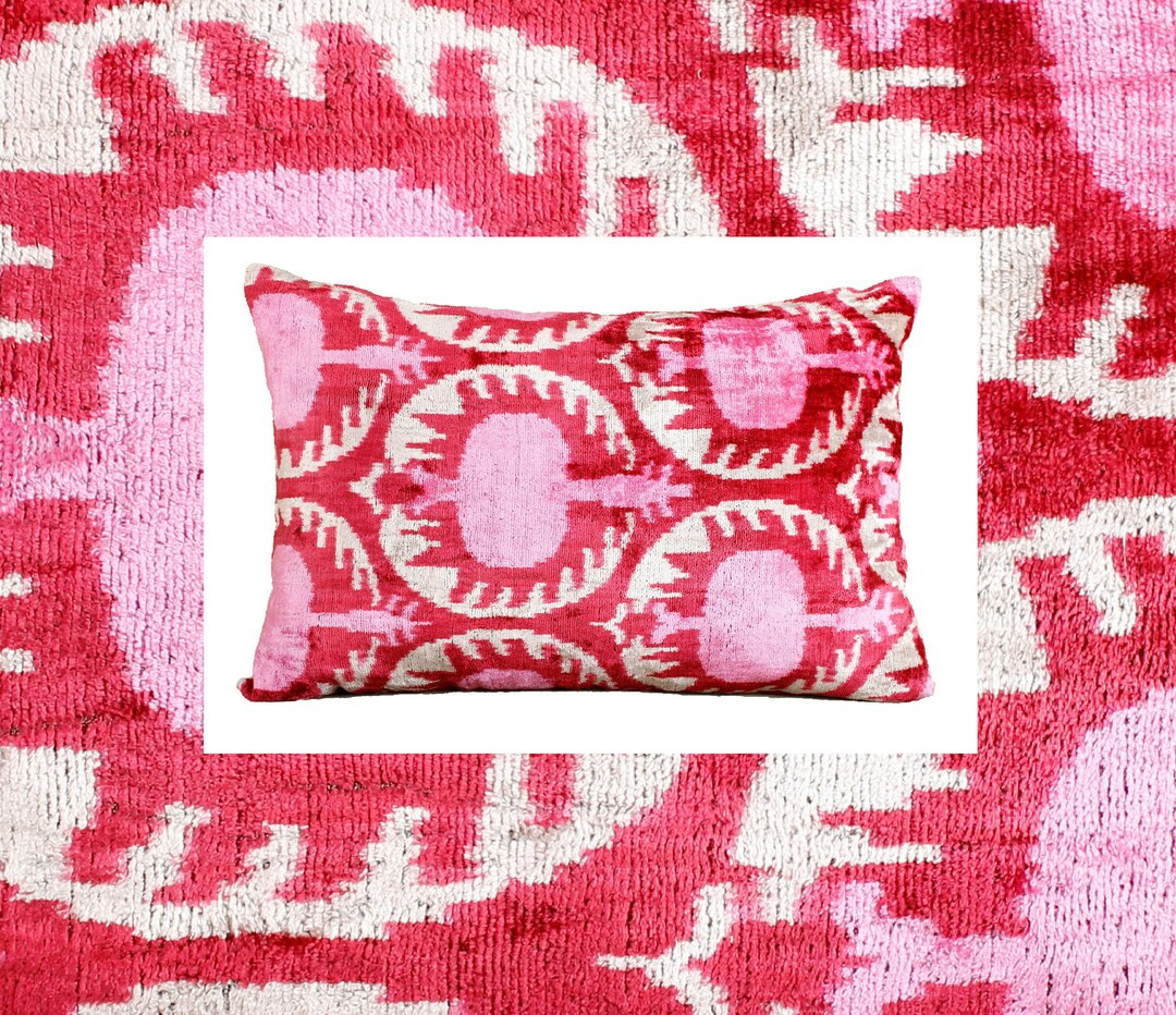 Pink Pillow Cover 16x24cushion Cover Pinkvelvet Ikat Pillow - Etsy | Etsy (US)