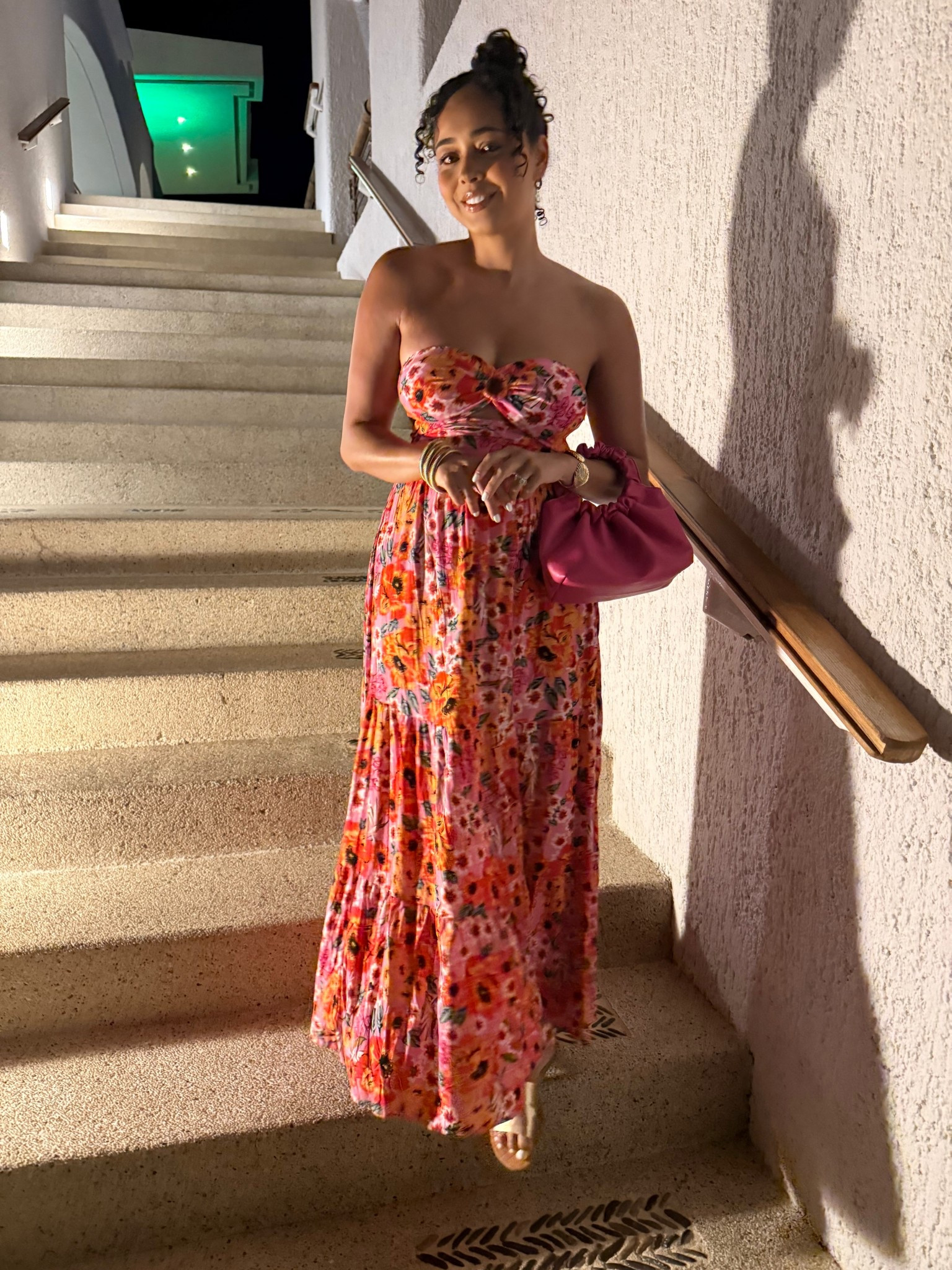 Date Night in Cabo! 🌺 I am a 32D so I had a little trouble fitting my chest into this dress but I love the floral print & colors so I made it work! The top of the dress is more fitted but the bottom/skirt of the dress is flowy! 

#LTKSeasonal #LTKValentine #LTKTravel