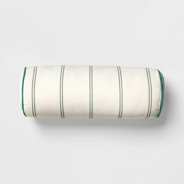 20"x8" Striped Outdoor Bolster Pillows Cream | Walmart (US)