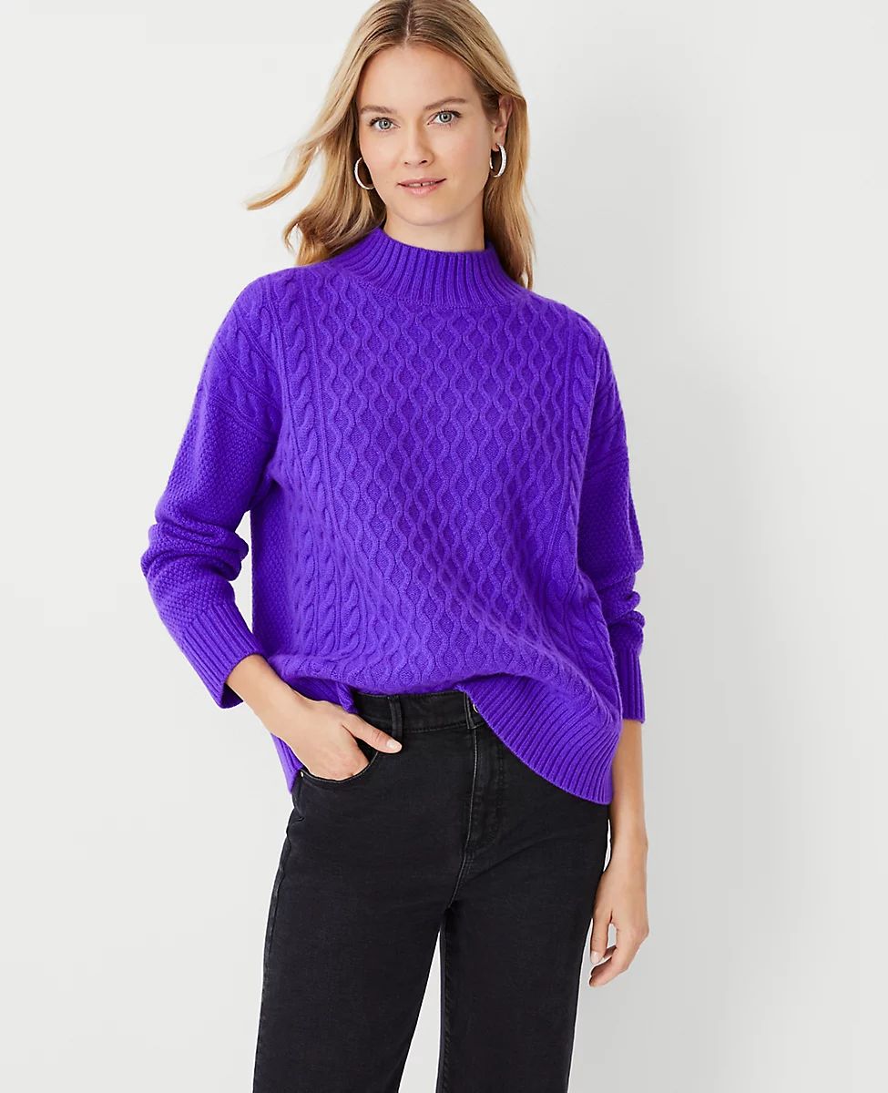 Relaxed Cashmere Cable Sweater | Ann Taylor (US)
