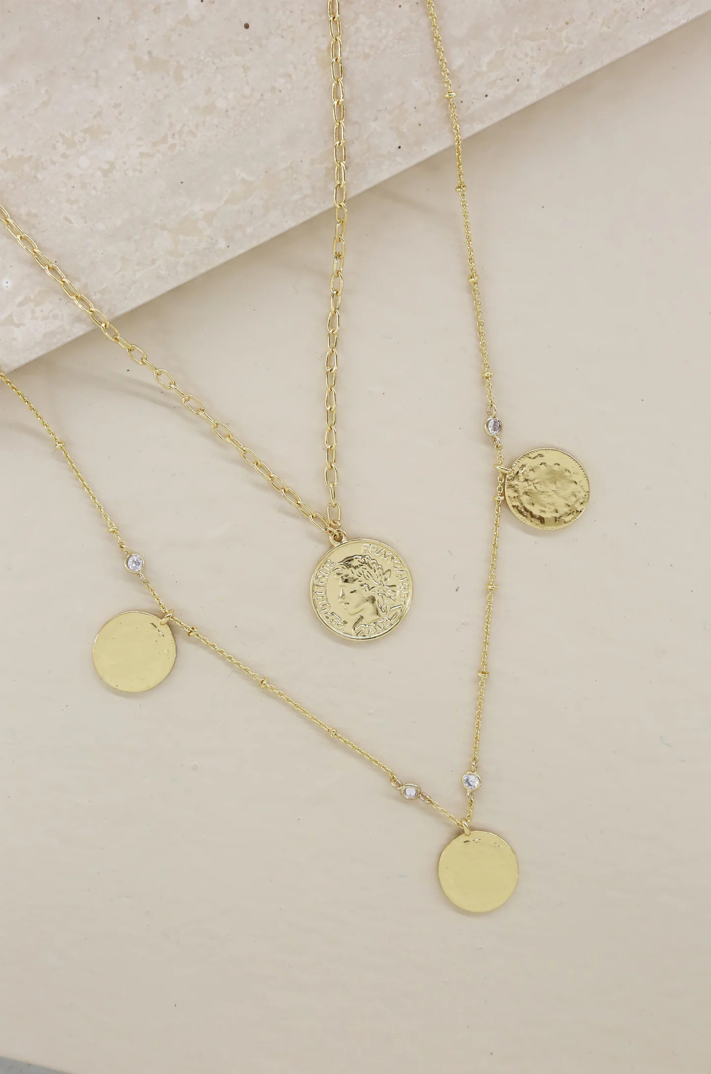 Elite Coin and Crystal Layered Necklace Set | Ettika