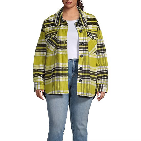 new!a.n.a Womens Plaid Shirt Jacket-Plus | JCPenney