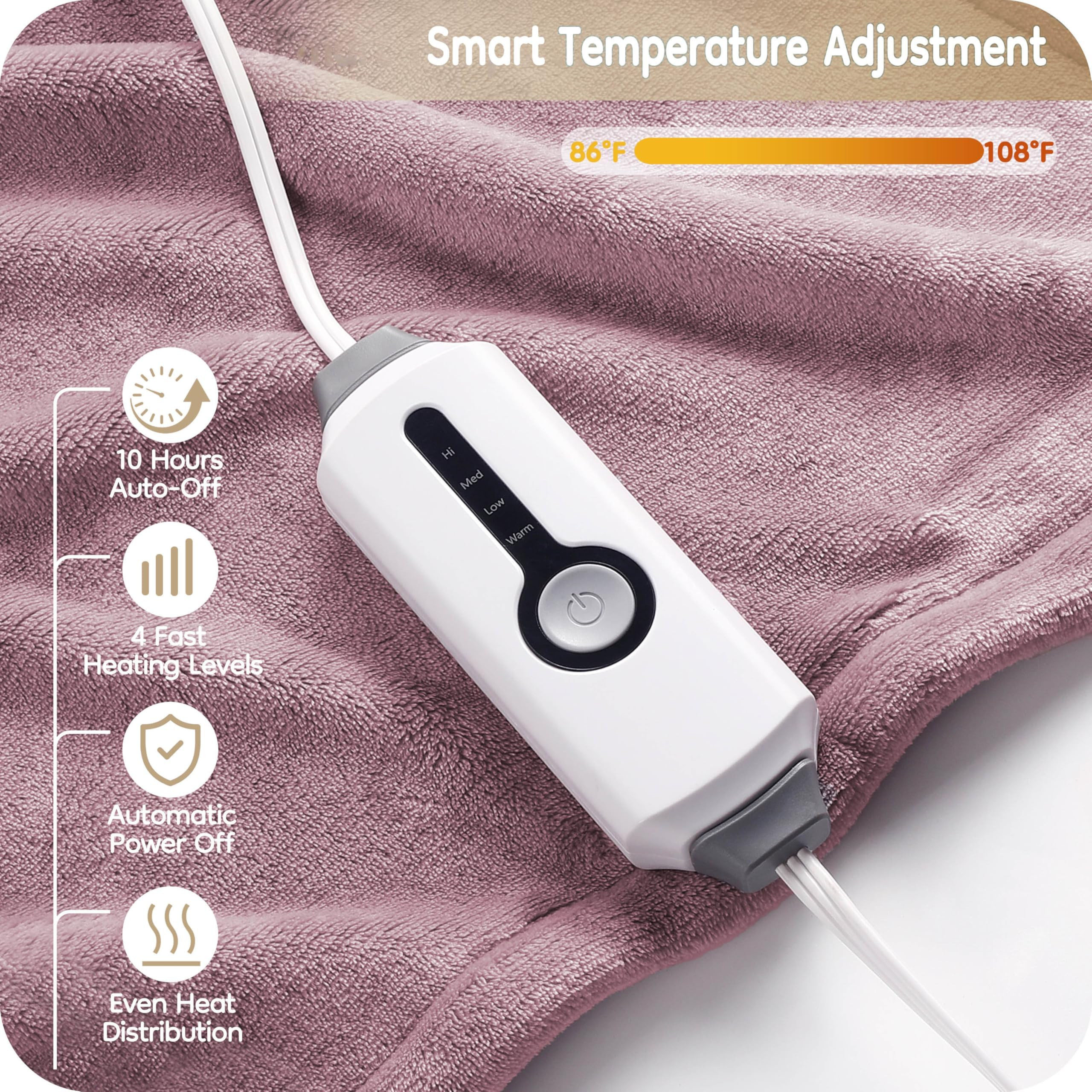 Electric Heated Blanket 72" x 84" Full Size Breathable Warm Flannel Heated Blanket with 4 Heating... | Amazon (US)