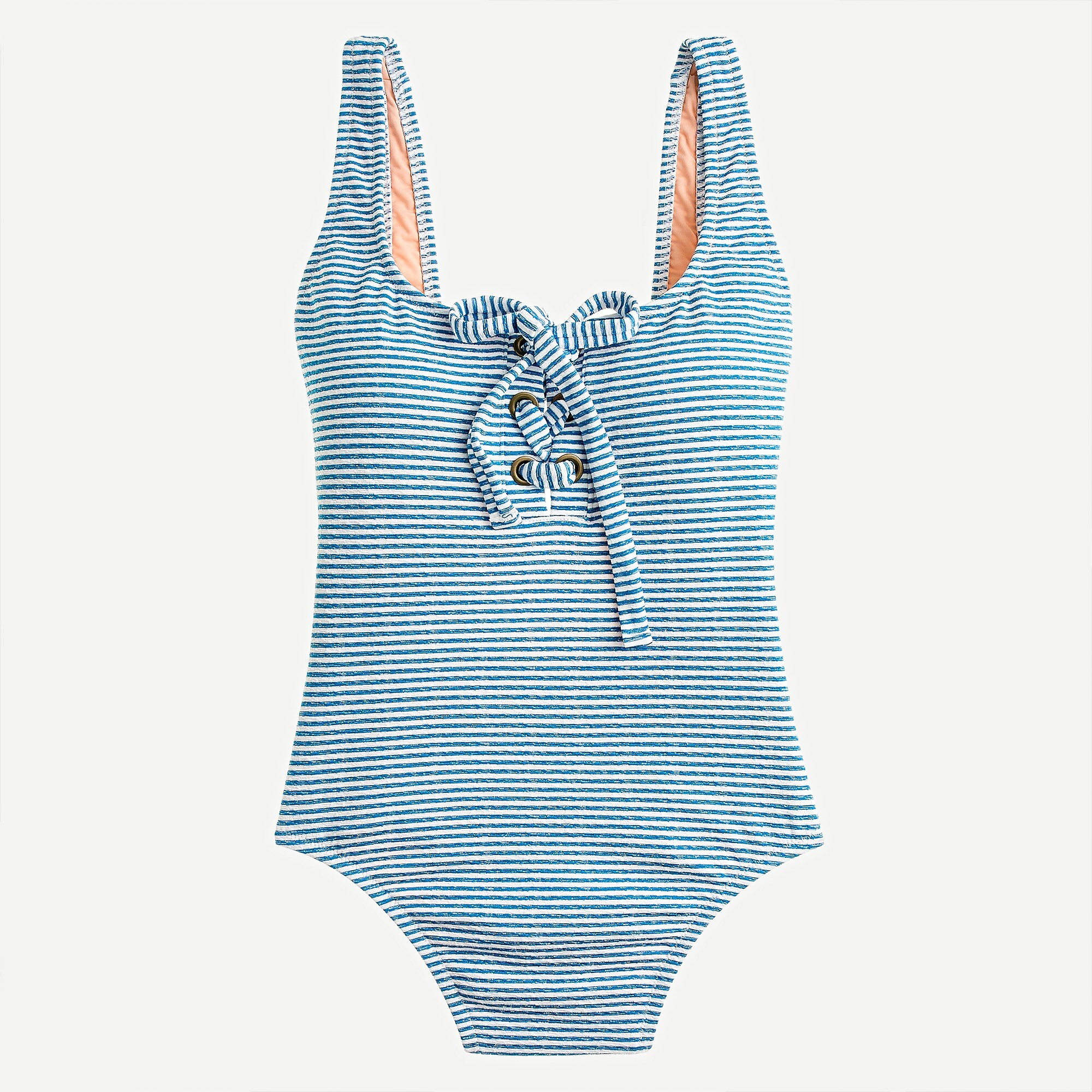 Lace-up one-piece in faded stripe | J. Crew US