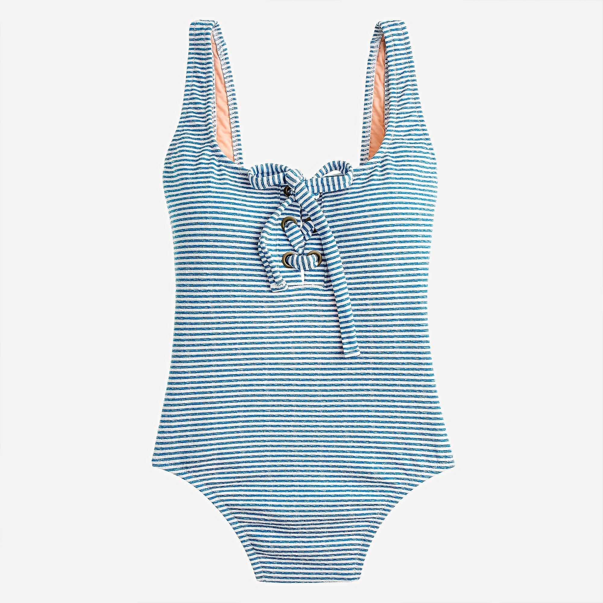 Lace-up one-piece in faded stripe | J.Crew US