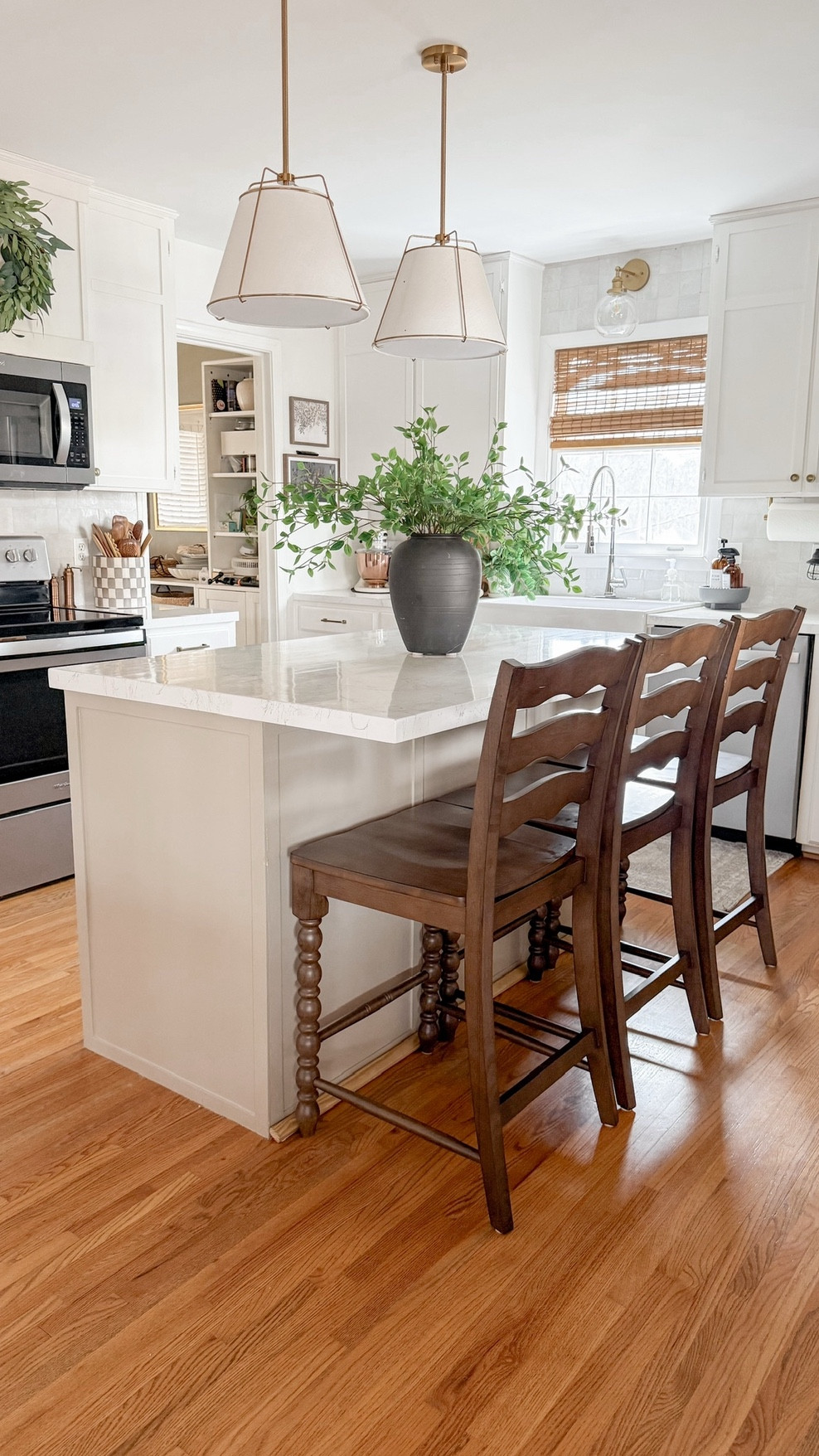 My barstools are back in stock- but always sell out quick

Set of 2
Curve back detail 
Spindle front legs 
Beautiful rich brown wood tone (also available in white)

#LTKFamily #LTKStyleTip #LTKHome