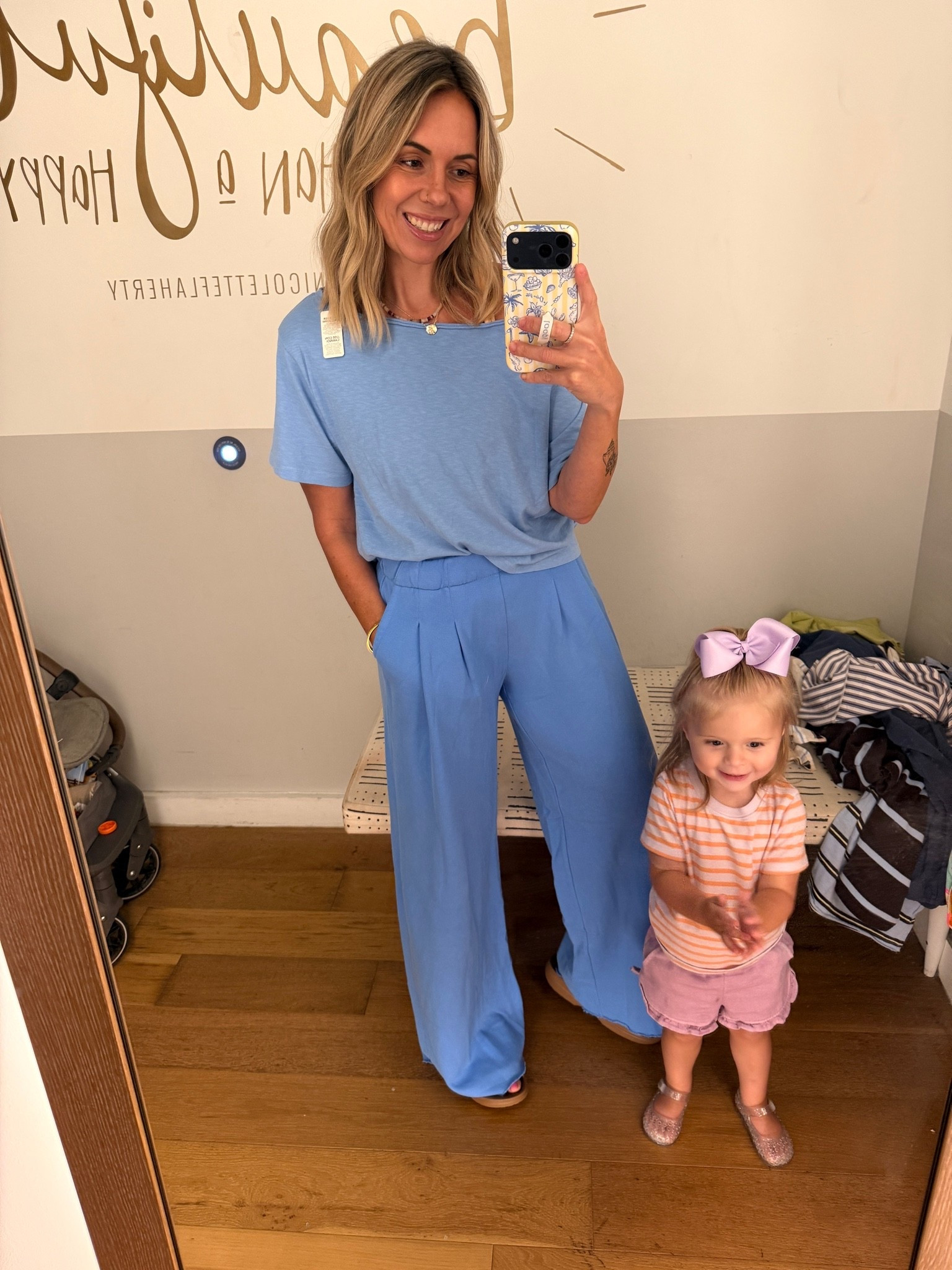Sized down to XS in these trouser pants from Aerie because they didn’t have a small to try. Would have been fine in either size. Sized down to xxs in the blue off the shoulder tee for a more snug fit but if you want oversized then do your true size. @Aerie #aerie

#LTKdayinmylife #LTKmomlife #LTKActive