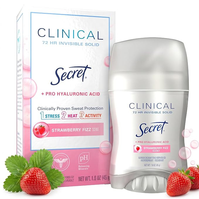 Secret Clinical Strength Antiperspirant Deodorant for Women, 3X Stress Protection, 72hr Sweat & O... | Amazon (US)