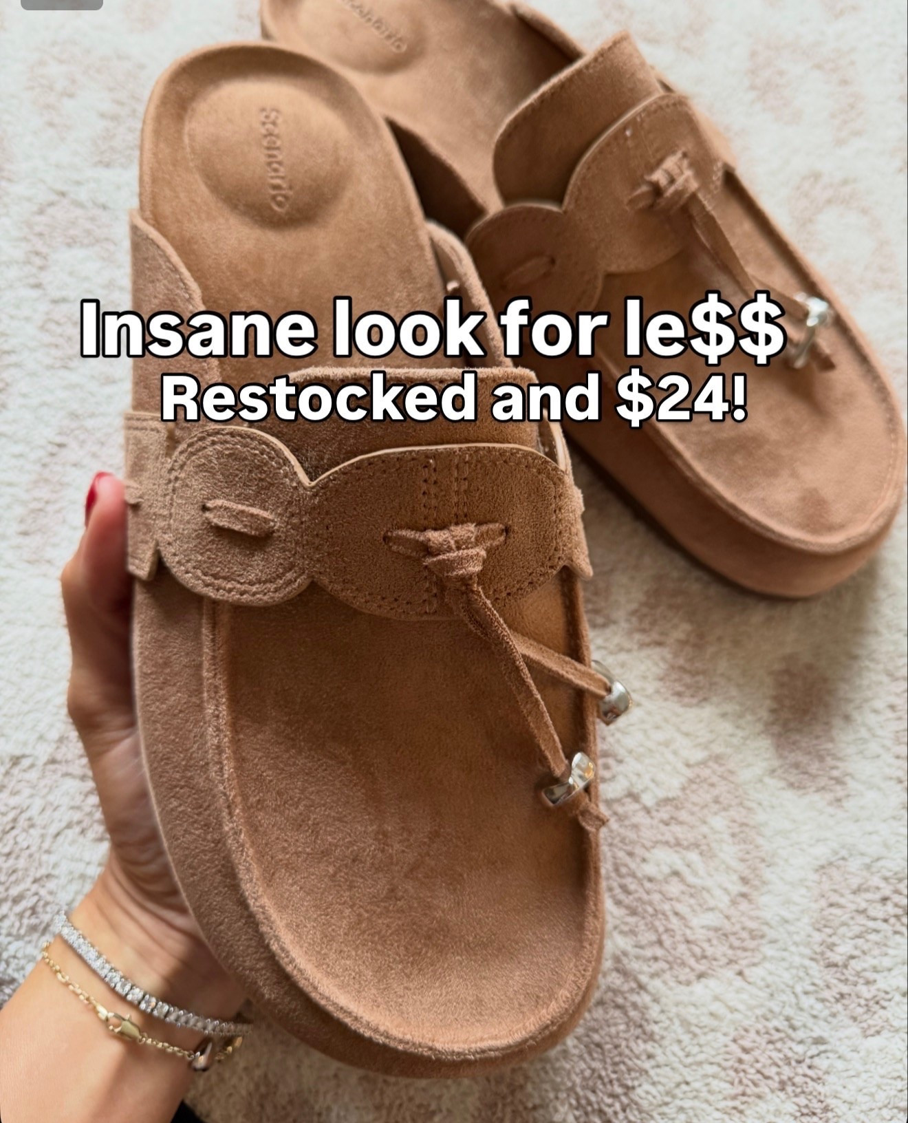 These suede look sandals are BACK and only $24! 🤎😍 Love the designer inspired look for so much less. Such a good find for casual everyday outfits!

suede sandals, $24 sandals, affordable shoes, designer inspired sandals, slip on sandals, casual footwear, fall sandals, neutral shoes, budget friendly fashion, everyday shoes, women over 40 fashion, themominstyle