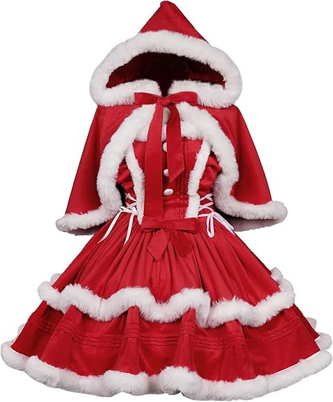 ZZEQYG Christmas Dresses for Women Solid Color Fashion Warm Halter Dress Suit with Cloak | Amazon (US)
