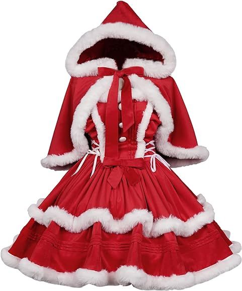 ZZEQYG Christmas Dresses for Women Solid Color Fashion Warm Halter Dress Suit with Cloak | Amazon (US)