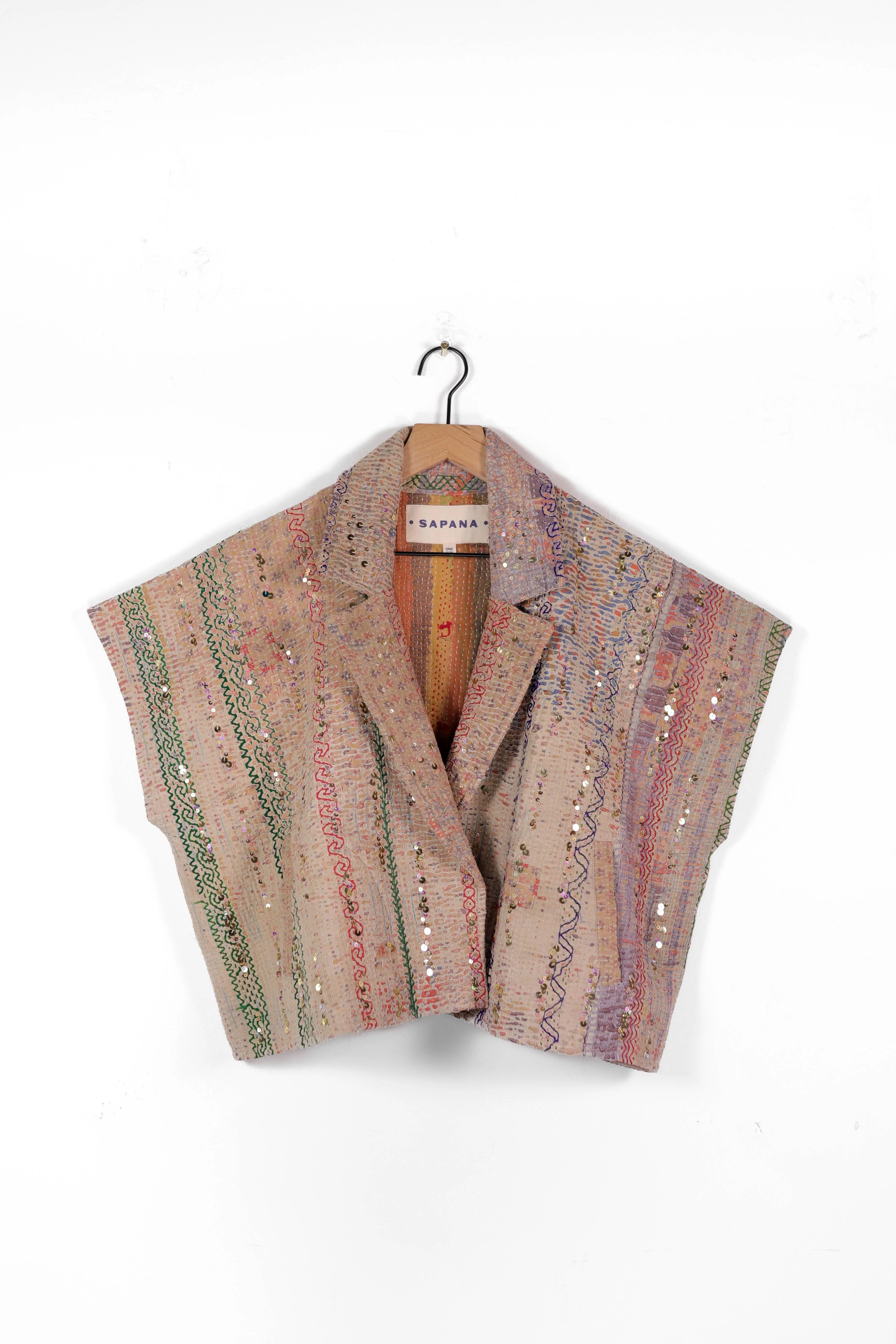 Vintage Kantha Blanket Coat The Round Top Blanket Coat | Sapana