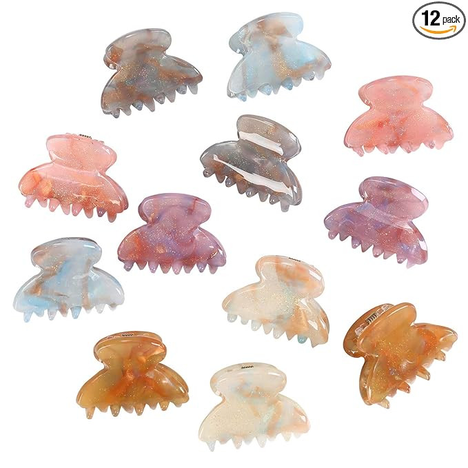 Claw Jaw Clips 12PCS Small for Thin Hair Styling Accessories Classic Clamp for Women Girls (Sequi... | Amazon (US)