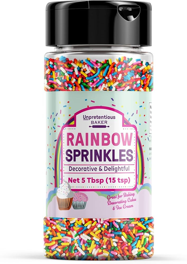 Unpretentious Rainbow Sprinkles (7Tbsp) Colorful Jimmies, Decorative & Fun Dessert Topping for Ba... | Amazon (US)