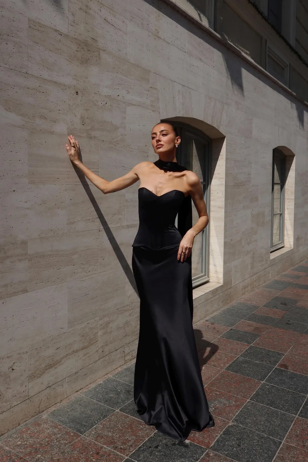 Custom Black Satin Corset Snd Skirt Set: Formal Evening Outfit With Scarf - Etsy | Etsy (US)