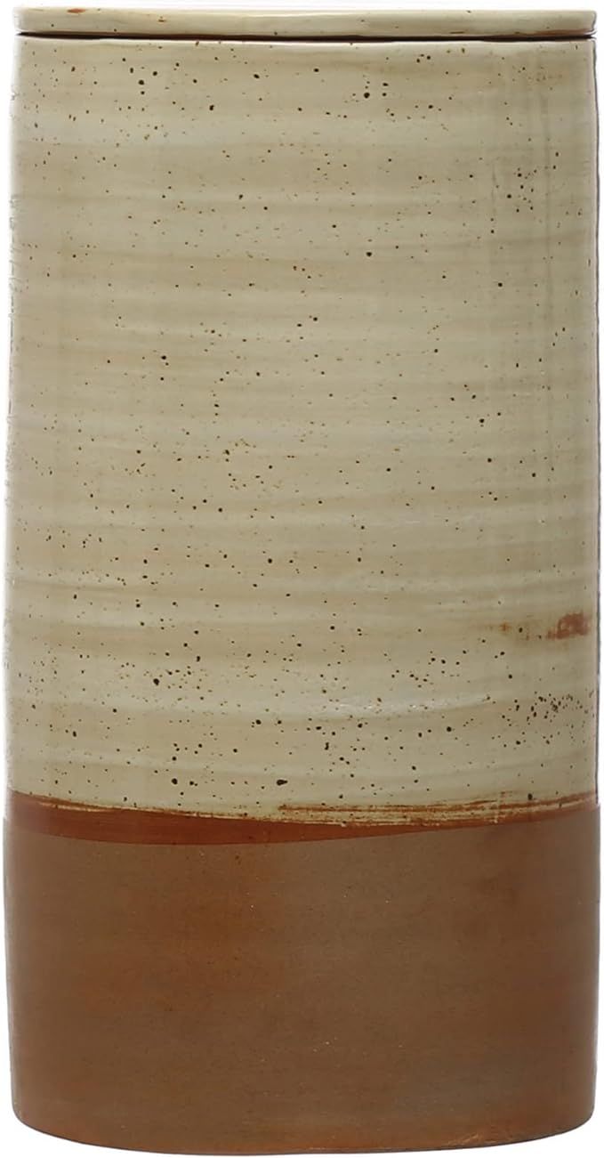 Bloomingville Stoneware 2-Tone Lid, Natural and Brown Canister | Amazon (US)