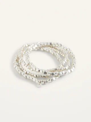 Silver-Toned Beaded Stretch Bracelets 4-Pack for Women | Old Navy (US)