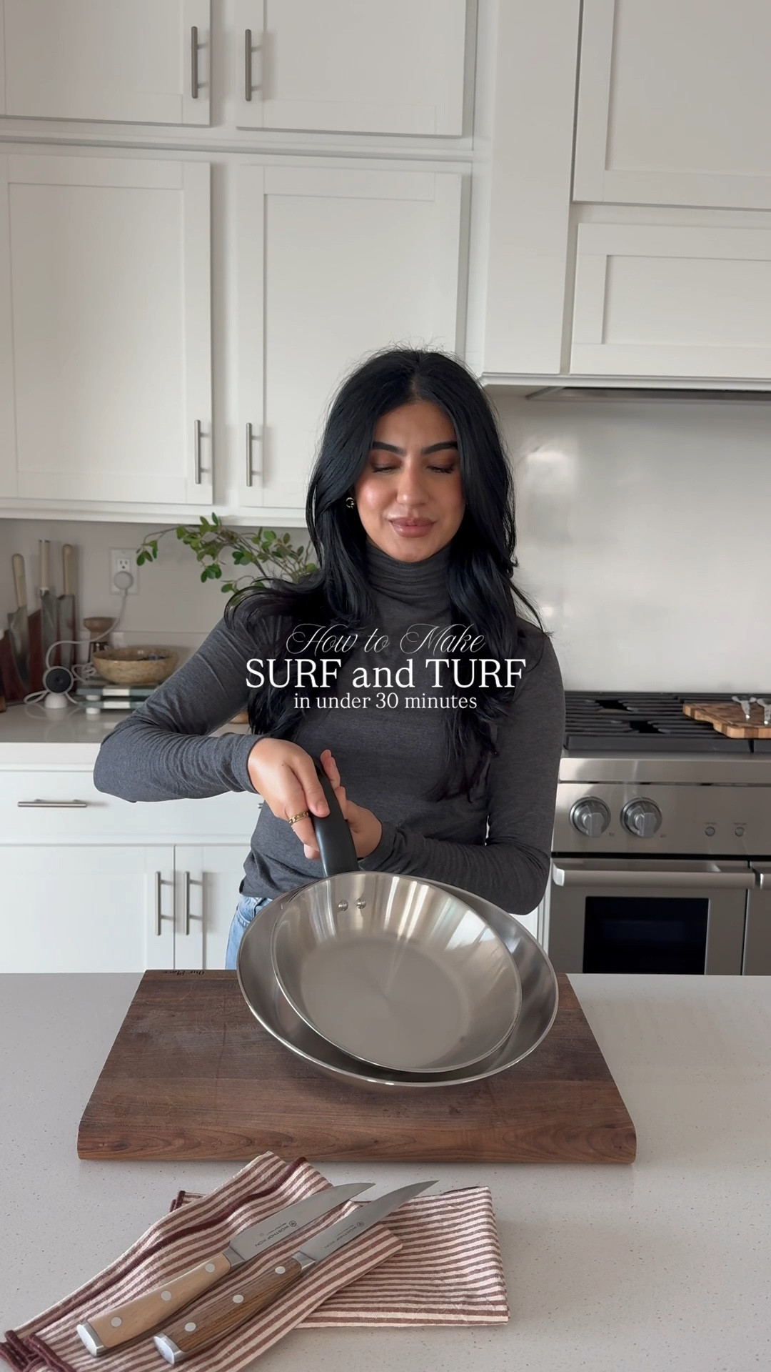 #Ad SURF + TURF- usually what happens when we want the steak AND shrimp. But give me 2 stainless steel pans and I'll make it happen regardless @Target  @tfal

The steaks are seasoned with just salt and black pepper then seared on each side for 2 minutes (this was a thinner cut) and let it rest for a few minutes. While that’s resting we cook the shrimp that's been sitting in lemon juice, chopped fresh parsley, onion powder, garlic powder, salt, and paprika. Cook it in some butter then reduce down the liquid with some more butter until thickened to make this a sauce.

Once it's all done- slice the steak and lay it down on a platter. Top with the shrimp and add the sauce. Perfect for date nights, family dinners, or just because!

#Ad #TargetPartner #Target #GiftedbyTfal #TfalCreator