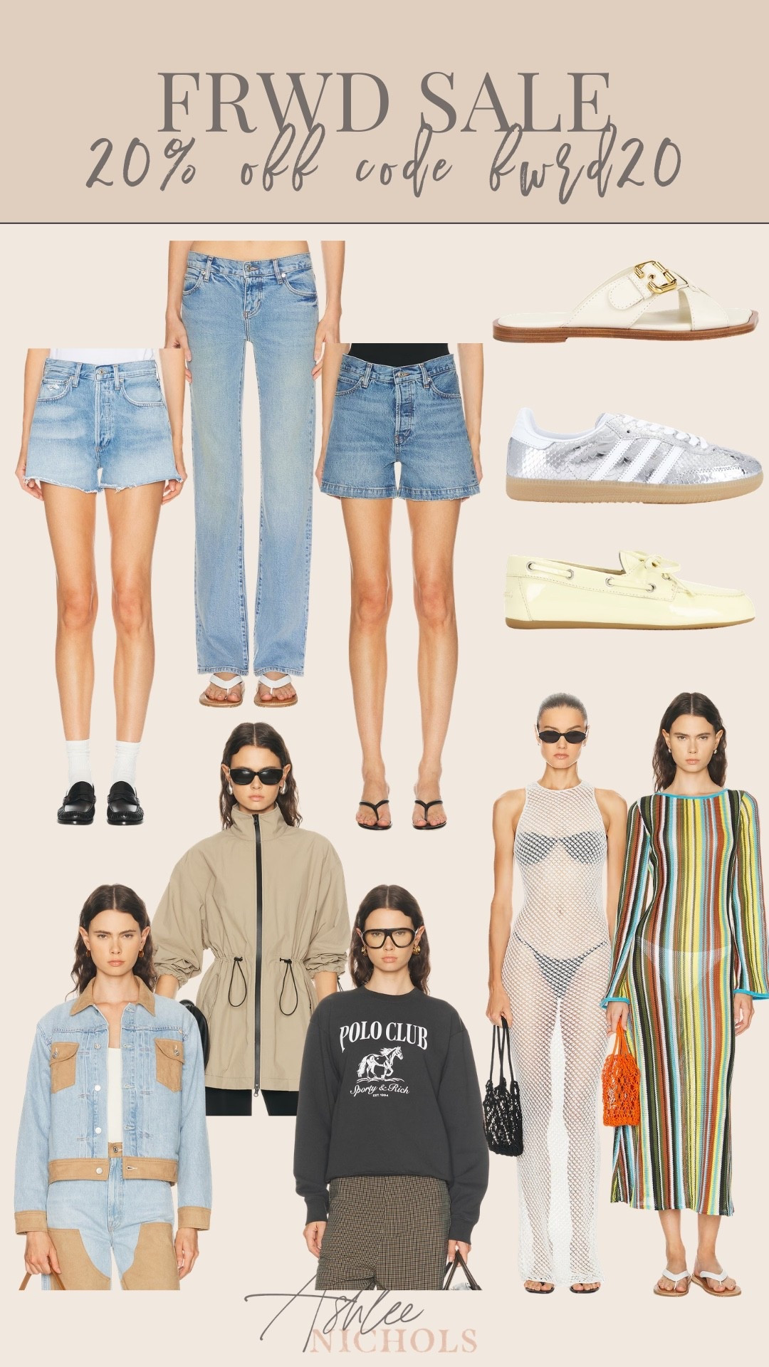 FRWD designer sale! 20% off regular priced items with code FRWD20

Denim shorts, spring sandals, swim coverup, denim jacket, graphic sweatshirt 

#LTKSeasonal #LTKSaleAlert