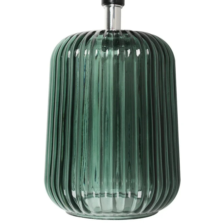 Mainstays 12.75"H Mini Green Glass Stripe Table Lamp with White Lamp Shade - Walmart.com | Walmart (US)