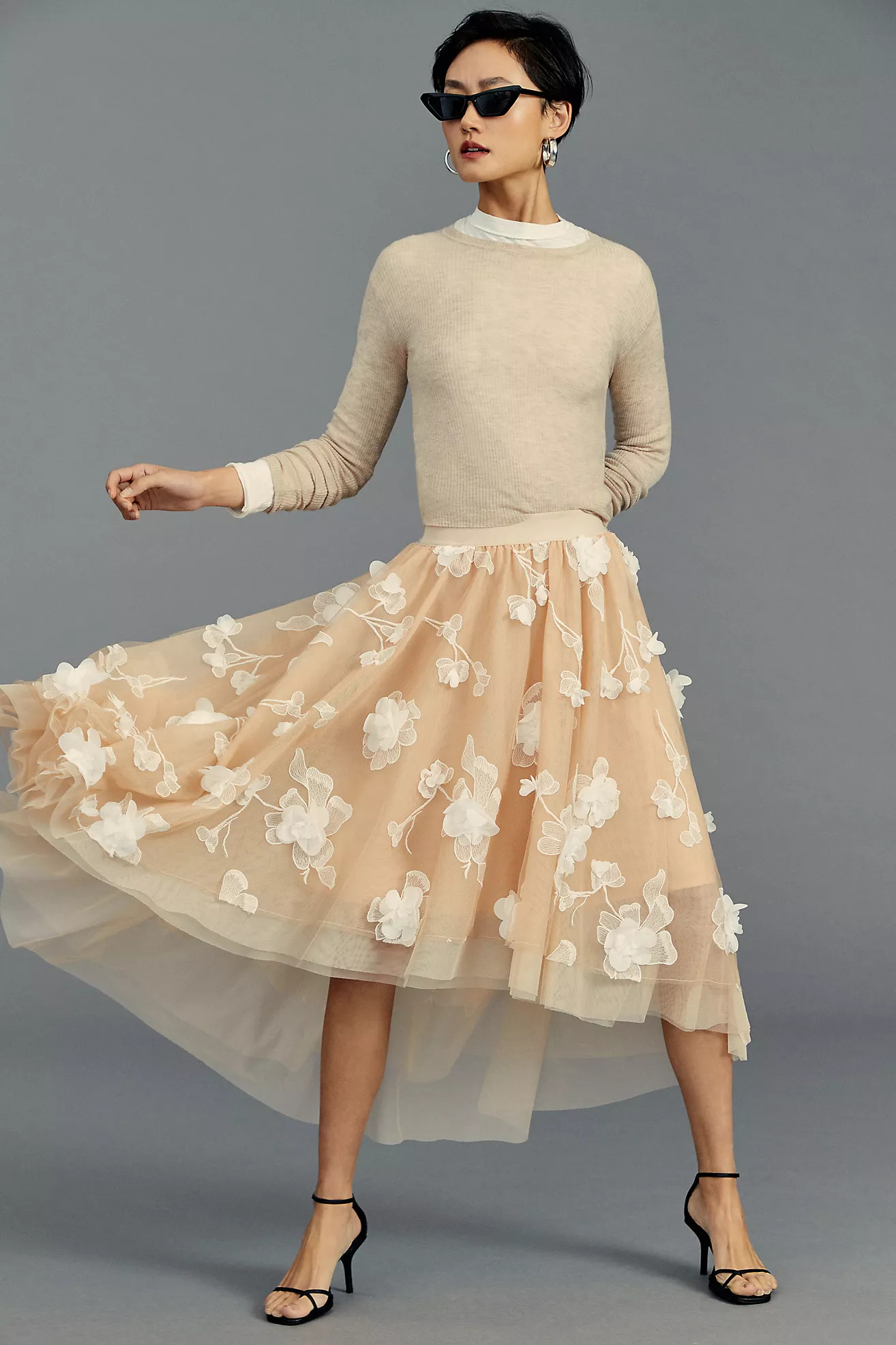 By Anthropologie Tulle Appliqué Skirt | Anthropologie (US)
