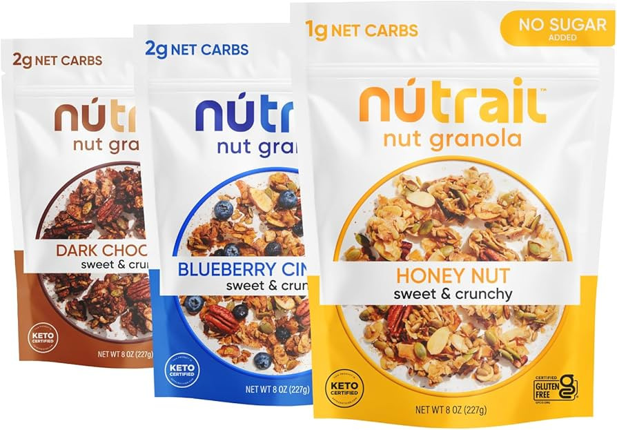 NuTrail Nut Granola Cereal, Variety Pack, No Sugar Added, Keto, Low Carb, Gluten Free, Grain Free... | Amazon (US)