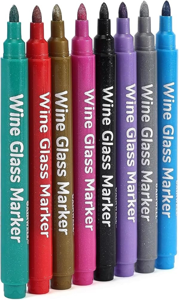 GAINWELL Metallic Wine Glass Markers – Pack of 8 Food-Safe Non-Toxic Wine Pens | Amazon (CA)