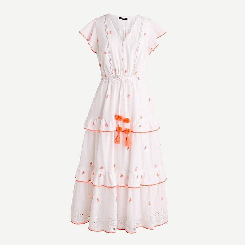 Embroidered midi dress in cotton voile | J.Crew US