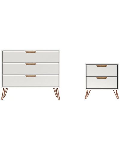 Manhattan Comfort Rockefeller Dresser & Nightstand Set | Gilt