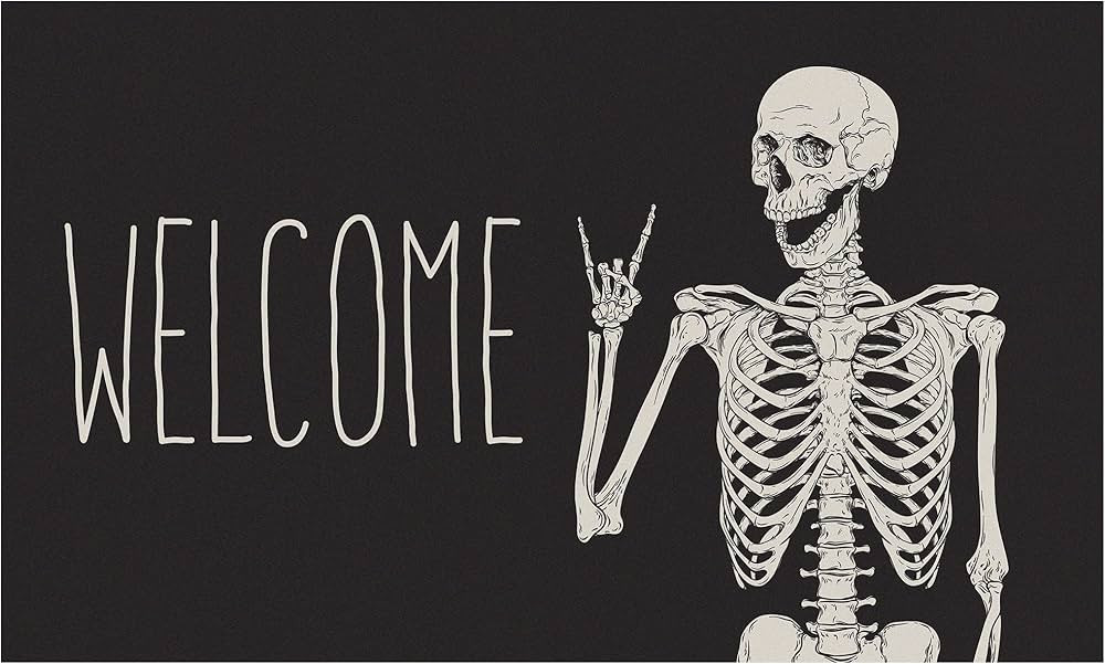 KBBMFEU Welcome Door Mat Non-Slip Funny Skull Doormat Indoor Outdoor Entrance Rug Halloween Party... | Amazon (US)