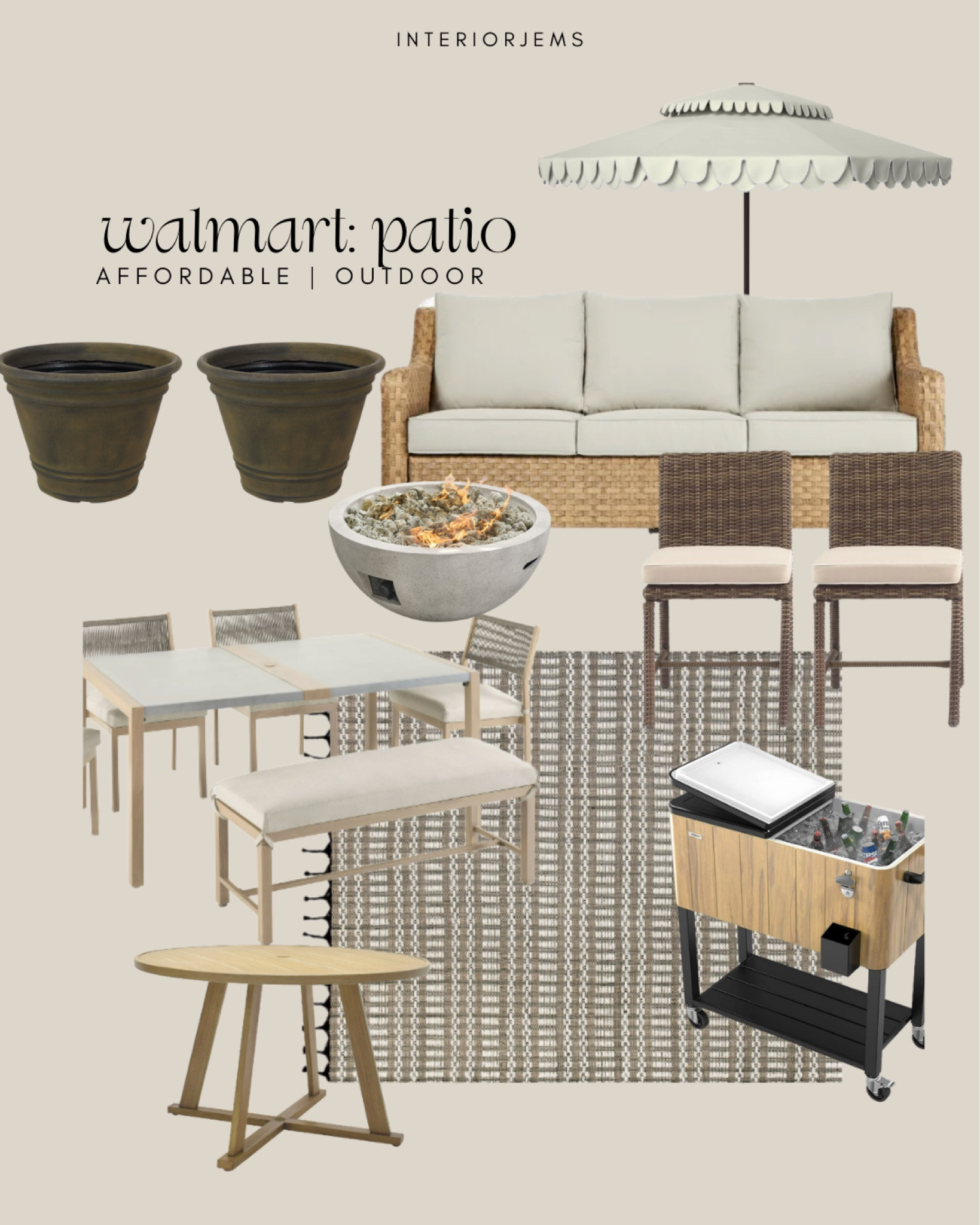 Walmart porch and patio must have, outdoor planters, outdoor rug, outdoor dining table, outdoor sofa, lounge chair, outdoor fireplace, outdoor side table, outdoor cooler, pool and patio furniture

#LTKStyleTip #LTKSaleAlert #LTKHome