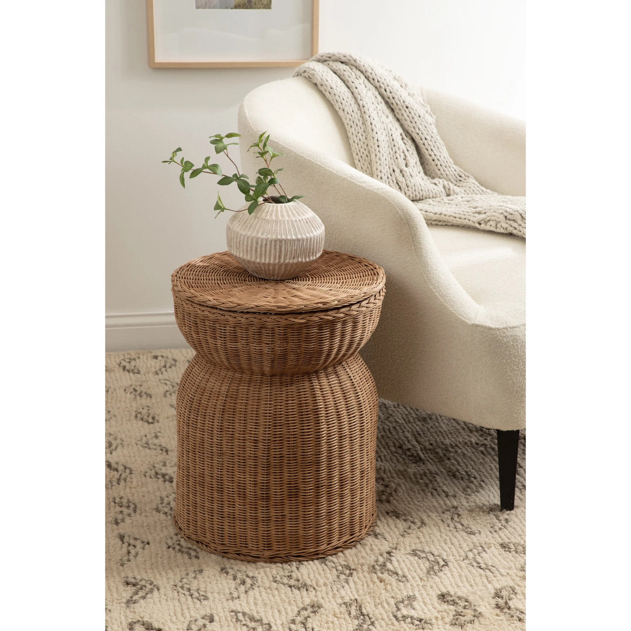 Kate and Laurel Thatch Modern Woven Rattan Round Storage Side Table, 17 x 17 x 21, Natural Rattan... | Walmart (US)