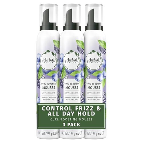 Herbal Essences Curl Boosting Mousse, Frizz Control for Curly & Wavy Hair, Long-Lasting Hold with Berry Scent, Paraben & Dye-Free, Cruelty-Free, 6.8 Fl Oz Each, 3 Pack | Amazon (US)
