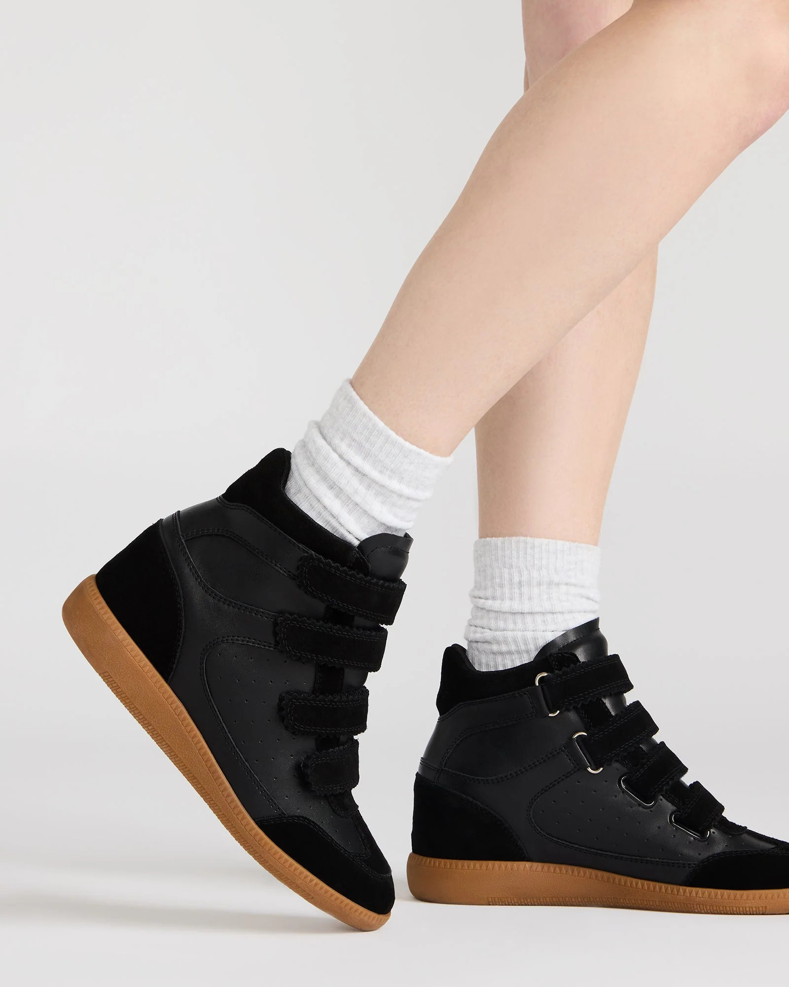 MUSTANG Black Suede Women's High-Top Velcro Sneaker | Steve Madden (US)