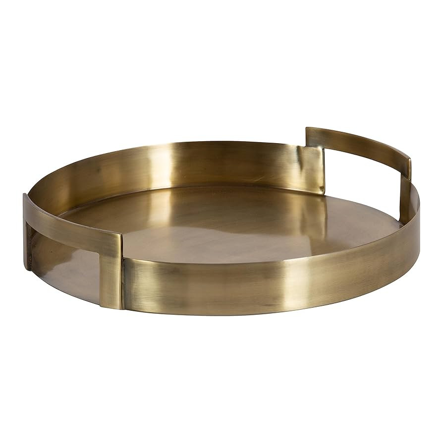 Kate and Laurel Myo Transitional Metal Round Tray, 15 x 15, Brass, Modern Glam Circular Decorativ... | Amazon (US)