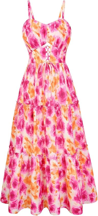 GRACE KARIN 2026 Women's Spaghetti Vacation Sundress Summer Beach Flowy Boho Floral Maxi Dresses ... | Amazon (US)