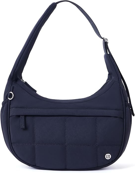 POIUGOYA Nylon Shoulder Bag For Women,Small Quilted Crescent Bag,Triple Zip Pocket Small Puffer B... | Amazon (US)