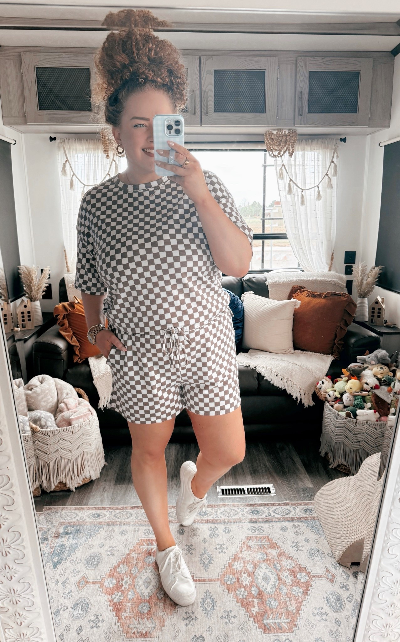 This set is such an easy win when you want something comfy but still styled 😌 The checkered print makes it feel a little more fun than your basic lounge set and I’ve been loving pairing it with white platform sneakers for that casual everyday look that still feels intentional🤎 brown and white checkered set | matching lounge set outfit | cozy casual outfit | everyday outfit inspo | relaxed two piece set | comfy cute style | neutral checkered outfit | amazon fashion find | affordable matching set | white platform sneakers outfit | everyday sneaker style | casual streetwear outfit | laid back outfit idea | soft neutral outfit | weekend casual outfit | effortless style outfit | comfy chic outfit | travel casual outfit | simple everyday look | easy outfit idea

#LTKdayinmylife #LTKMidsize #LTKootd