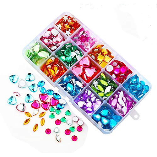 Meredmore Bulk Self Adhesive Colorful Gems Jewels Rhinestones for Kids Craft Jumbo Bling Crystal Stickers10-13Shapes DIY Size ：8mm to 20mm with Glue Stickers in Flat Back for Arts & Crafts Projects | Amazon (US)