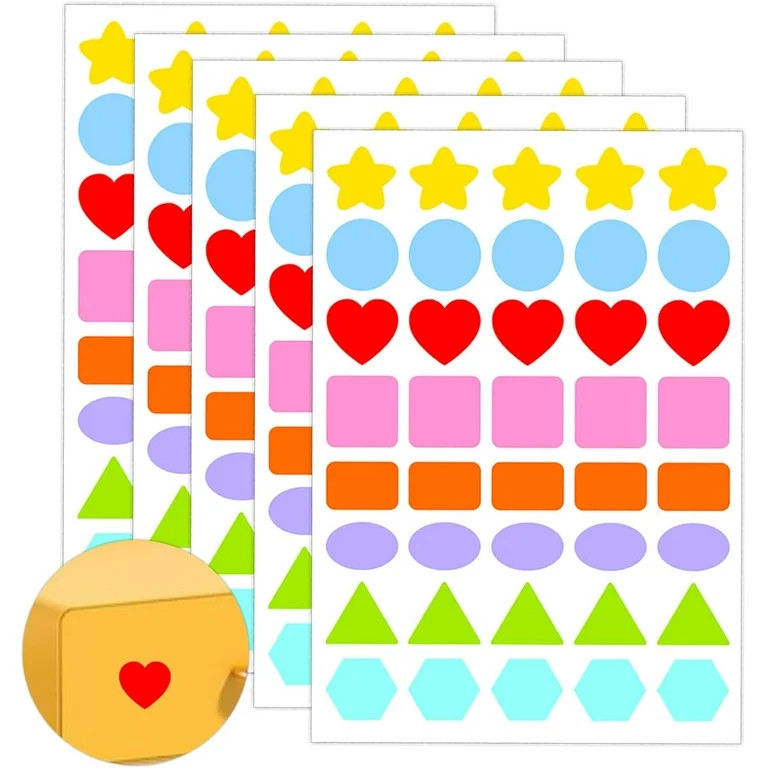 Multi-Shaped Color-Coding Stickers 1inch Basic Shapes Dot Labels Stickers for Kid Early education... | Walmart (US)