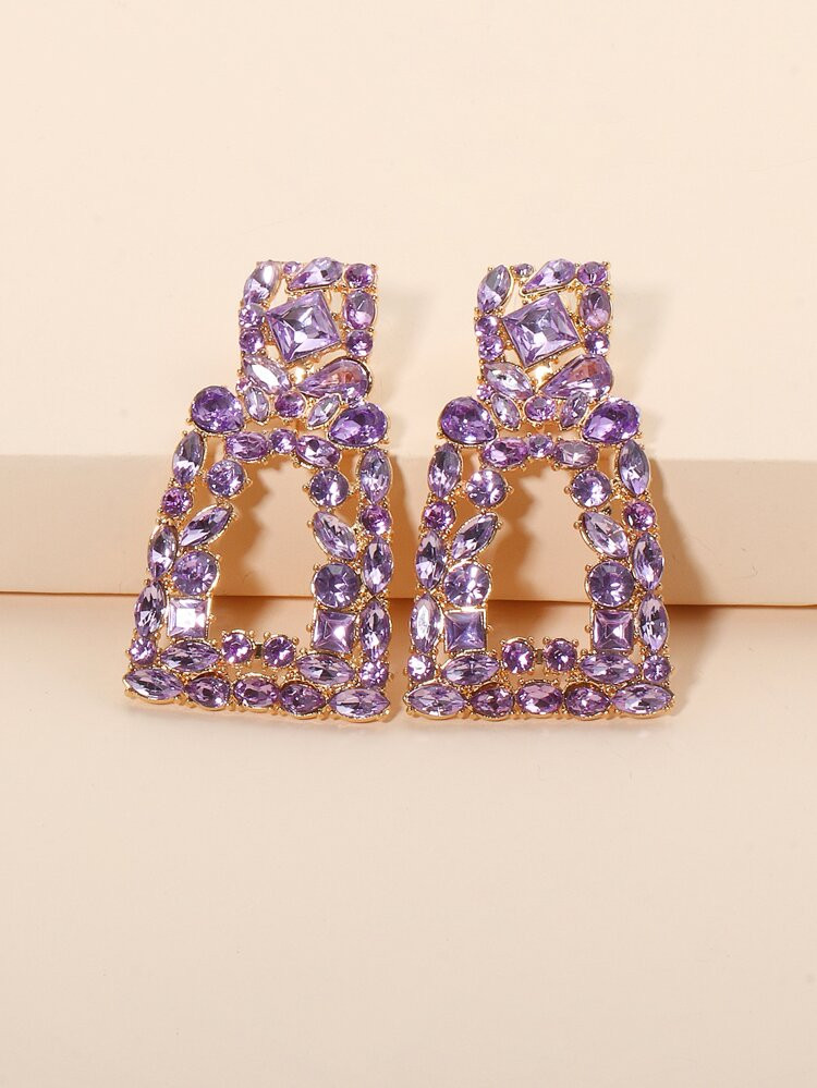 Rhinestone Geo Design Drop Earrings | SHEIN