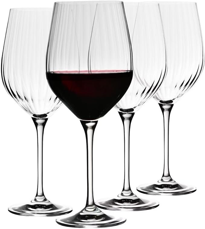 Krosno Wine Glasses Textured Optic Effect, Set of 4, 15.2 oz, Harmony Lumi Collection, Elegant Gl... | Amazon (US)