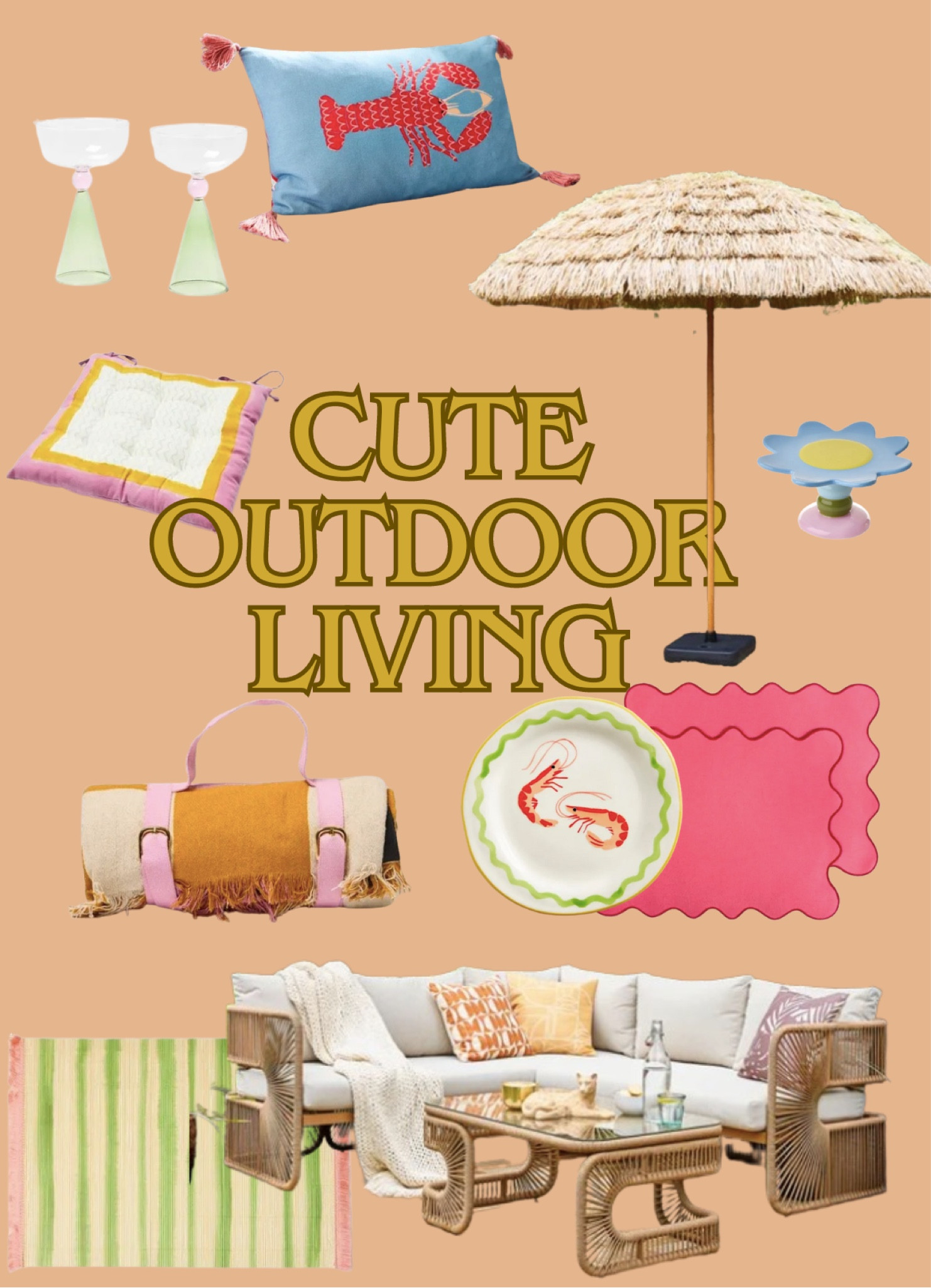 Fun summer accessories for outdoor living. Room affordable sofas and tiki parasols to colourful ceramics and picnic sets  

#LTKfindsunder50 #LTKparties #LTKfindsunder100