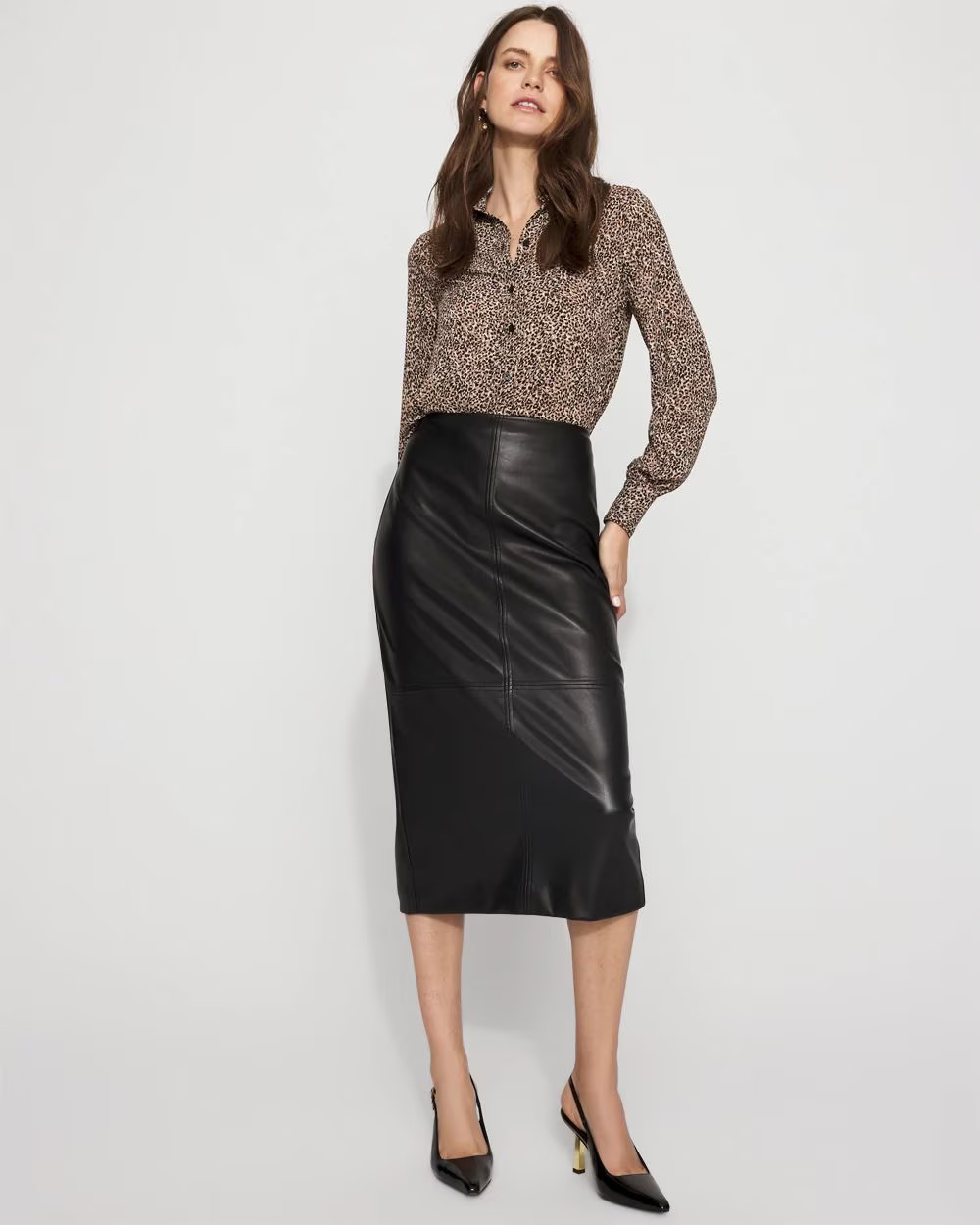 Faux Leather Midi Pencil Skirt | White House Black Market